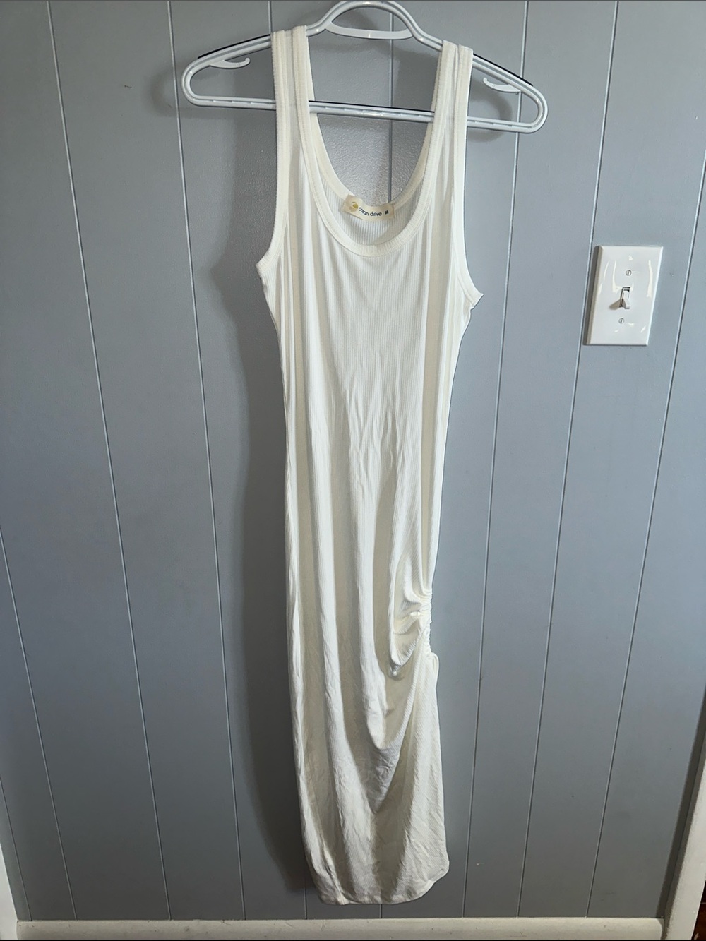 White Ribbed Maxi Dress
